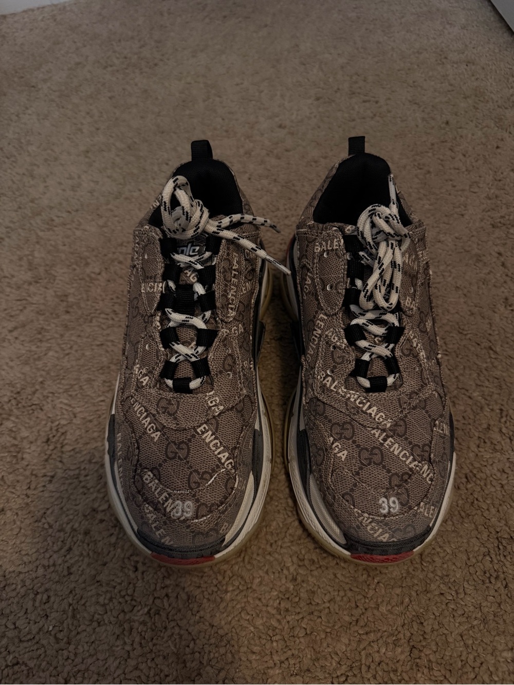 Balenciaga Brown Logo-Print Chunky Sneakers